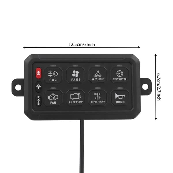 Skiftpanel, 12 gang, justerbare RGB-farver, vandtæt IP65,8-Gang Kontrolpanel
