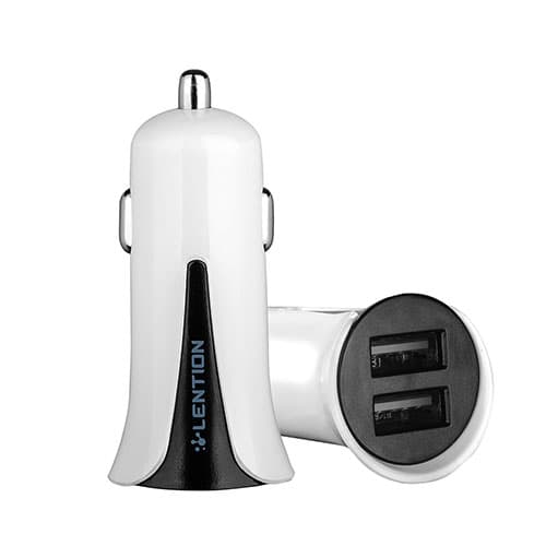 Dubbel USB 2.4A Billaddare för Smartphones - Vit