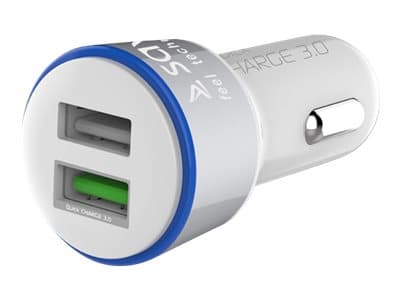 SAVIO SA-06/W - Bilstrømadapter - 3 A - QC 3.0 - 2 utgangskontakter (USB) - hvit Hvit