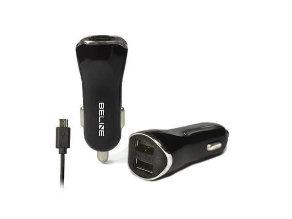 Beline charger Car charger 2xUSB + microUSB 2.1A black-Beli0004