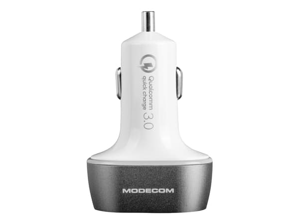 MODECOM MC-CU3-05 - Bilstrømadapter - 3 A - QC 3.0 - 3 utgangskontakter (3 x USB-type A) - hvit