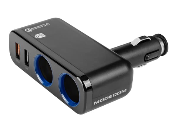 MODECOM Royal MC-CG2U2Q - Strömadapter för bil - QC 3.0 - 4 utdatakontakter (USB, 2 x automobile cigarette lighter)