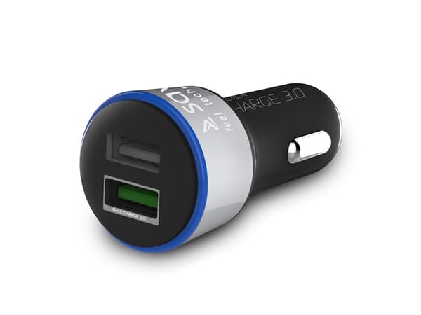 SAVIO SA-06/B - Autovirtasovitin - 3 A - QC 3.0 - 2 lähtöliitäntää (USB) - musta
