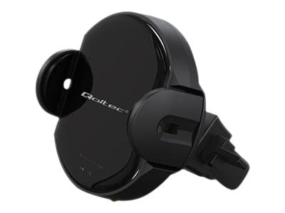 Qoltec Induction Wireless PRO Car Charger with IR Sensors - Trådløs ladeholder for bil + bilstrømadapter - 15 watt - 1.67 A - QC 3.0 - svart