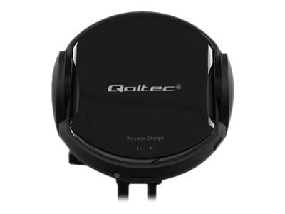 Qoltec Induction Wireless PRO Car Charger with IR Sensors - Trådløs ladeholder for bil + bilstrømadapter - 15 watt - 1.67 A - QC 3.0 - svart