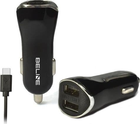 Beline 2xUSB + USB-C 2,1A laddare svart/svart