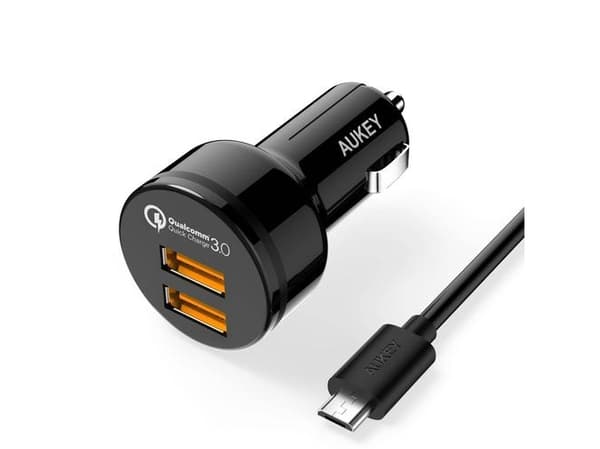 Aukey CC-T8 - Bilstrømadapter - 36 watt - 3 A - QC 3.0 - 2 utgangskontakter (USB)