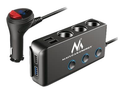 Maclean Energy MCE218 - Strömadapter för bil - 120 Watt - 10.2 A - PD, QC 3.0 - 8 utdatakontakter (4 x USB, 24 pin USB-C, 3 x automobile cigarette li