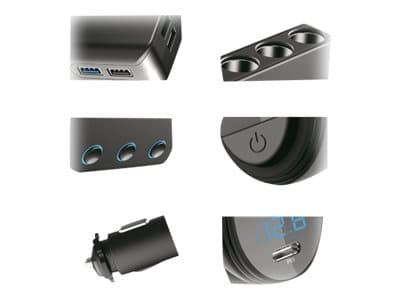 Maclean Energy MCE218 - Strömadapter för bil - 120 Watt - 10.2 A - PD, QC 3.0 - 8 utdatakontakter (4 x USB, 24 pin USB-C, 3 x automobile cigarette li