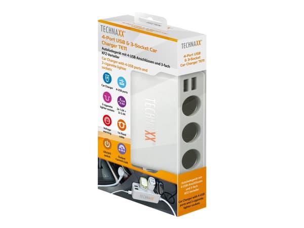 Technaxx TE11 - Bilstrømadapter - 120 watt - 2.4 A (USB, automobile cigarette lighter)