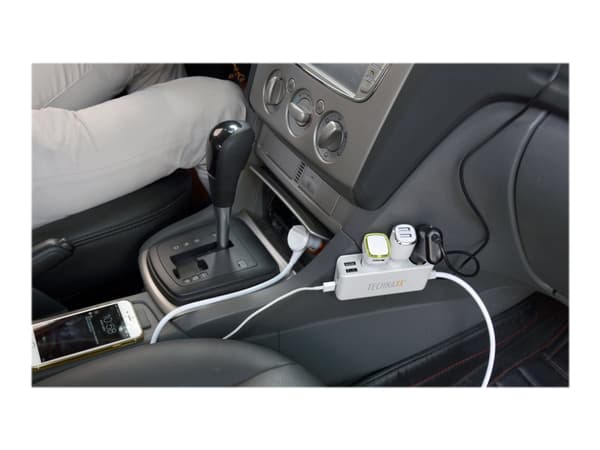 Technaxx TE11 - Bilstrømadapter - 120 watt - 2.4 A (USB, automobile cigarette lighter) Grå, Hvit