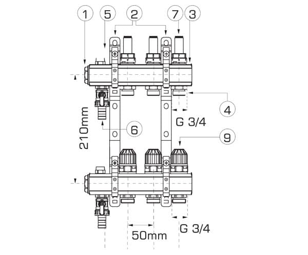 Ferro Manifold type RZP1 3-veis 1" - RZP03S