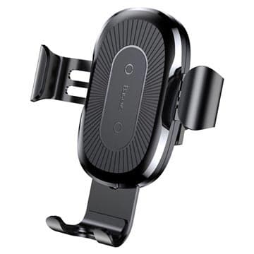 Baseus Gravity Mobilholder til Luftkanal / Qi Trådløs Oplader - Sort