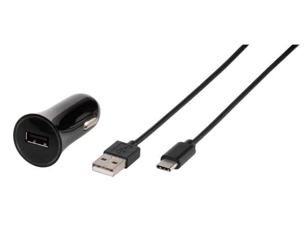 Vivanco CARCHARGERVVUSBC3A - Bilstrømadapter - 3 A - Fast Charge (USB) - på kabel: USB-C - svart
