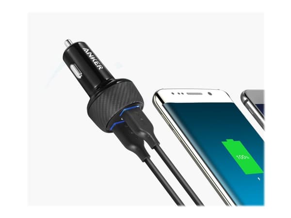 Anker PowerDrive Speed 2 - Auton virtalähde - 39 Watt - 3 A - QC 3.0 - 2 lähtöliitäntää (USB) - musta