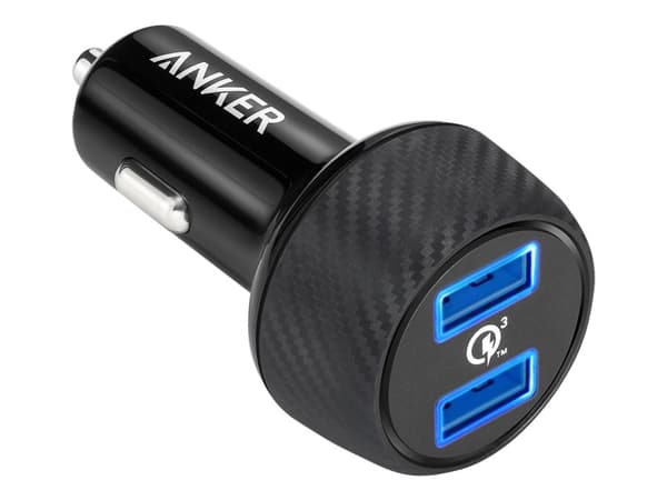 Anker PowerDrive Speed 2 - Auton virtalähde - 39 Watt - 3 A - QC 3.0 - 2 lähtöliitäntää (USB) - musta