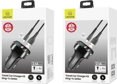 Usams charger USAMS Load. alone. 2xUSB C13 2,1A USB-C black/black NTU35TC13TZ