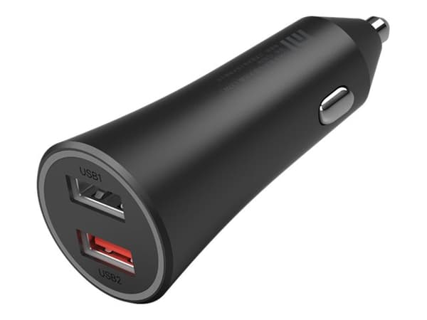 Xiaomi Mi - Strömadapter för bil - 37 Watt - 3 A - Fast Charge - 2 utdatakontakter (2 x USB) - svart Svart