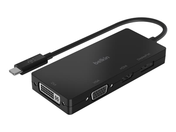 Belkin - Videosovitin - USB-C han til HD-15 (VGA), DVI-I, HDMI, DisplayPort hun - lajittelu - 4K tuki