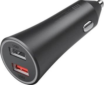 Xiaomi Mi - Bilstrømadapter - 37 watt - 3 A - Fast Charge - 2 utgangskontakter (2 x USB) - svart