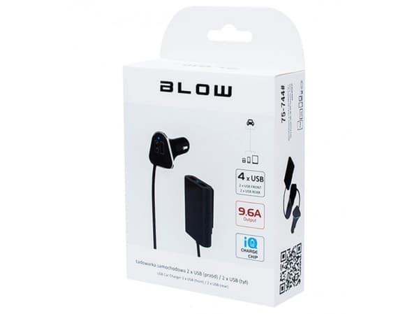 Blow - Bilstrømadapter - 9.6 A - 4 utgangskontakter (USB) - svart