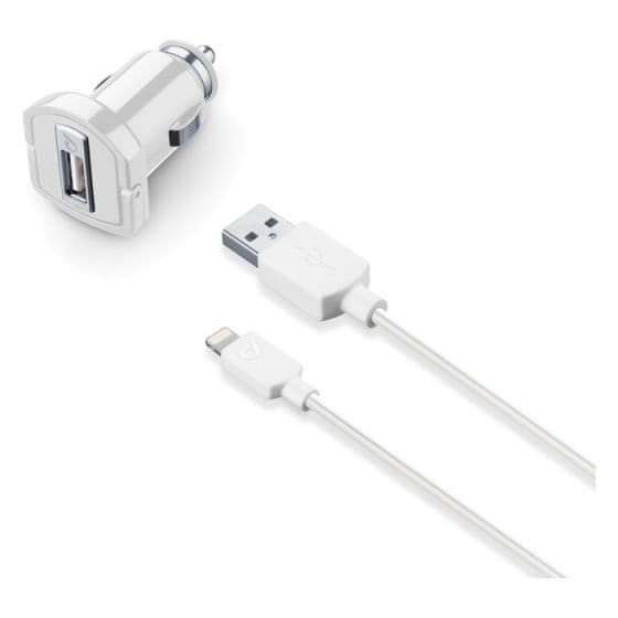 Cellularline Billaddare 12V + Laddkabel Lightning 1 m, 5W