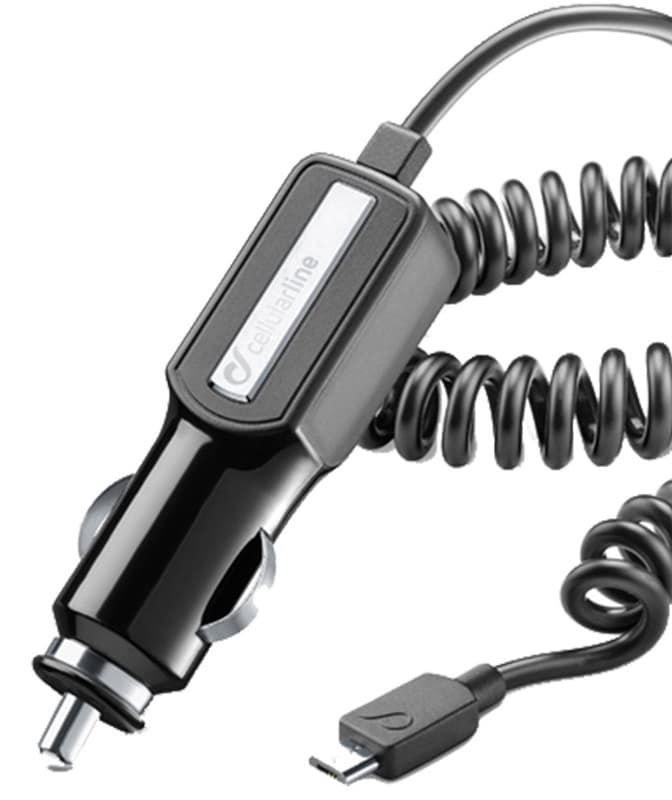 Cellularline Billaddare med microUSB-kabel 5W, Svart