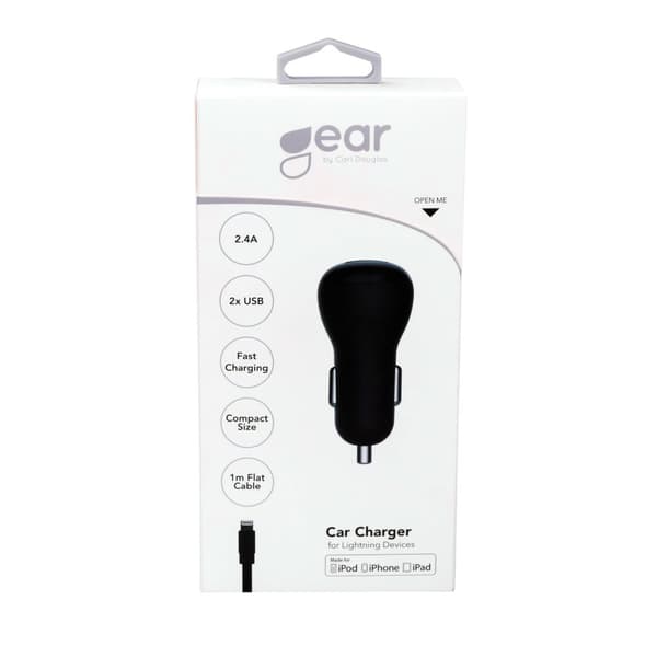 GEAR Lader 12/24V 2xUSB 2,4A + Lightning Kabel 1.0m MFI