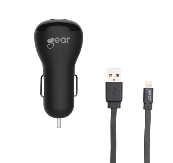 GEAR Lader 12/24V 2xUSB 2,4A + Lightning Kabel 1.0m MFI
