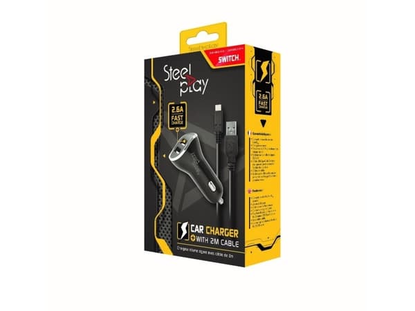 Steelplay - Strömadapter för bil - 2.6 A - 2 utdatakontakter (USB) - på kabel: USB-C - för Nintendo Switch