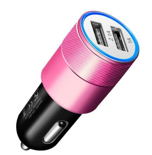 Billaddare - 2.1A - dubbla USB utgångar - Röd - 12-24V