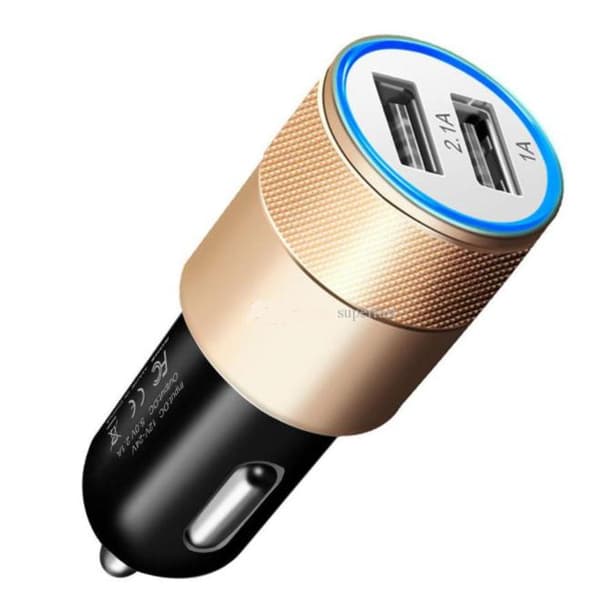 Billader - 2.1A - Dobbelt USB Outputs - Guld - 12-24V