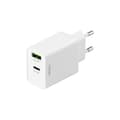 Miniatyrbild 1 av 3: Kraftfull USB-laddare, 2 portar, PD, 1x USB-A, 1x USB-C, Deltaco