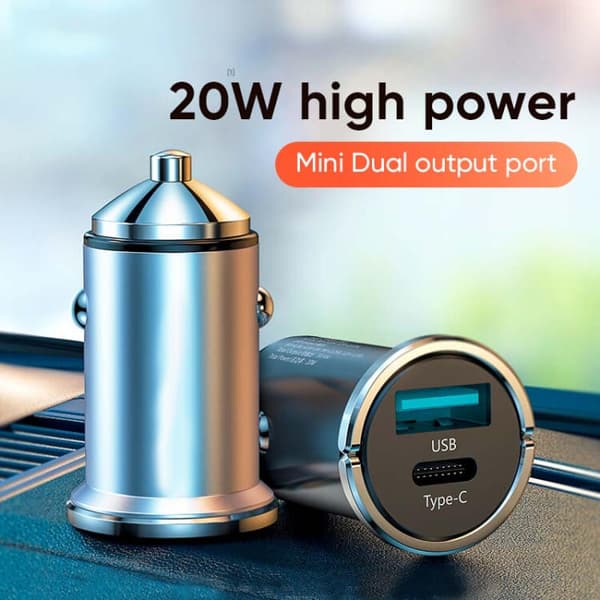 SiGN Mini Billaddare USB & USB-C, PD & Q.C3.0, 5A, 20W - Svart