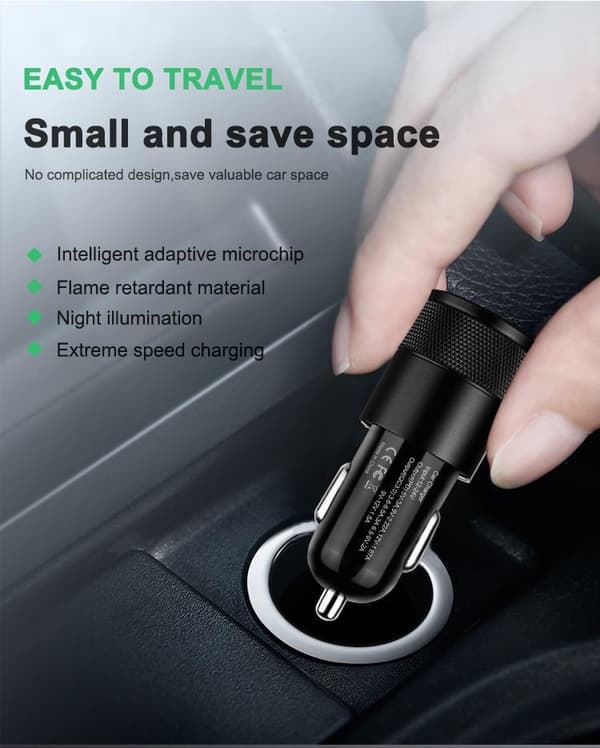 38 W kaksoisautolaturi 20 W USB-C ja 18 W USB-A QC3.0