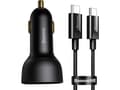 Miniatyrbilde 1 av 5: Baseus Baseus Superme charger fast car USB/USB Type C 100W PPS Quick Charge Power Delivery + USB Type C cable 100W (20V/5A) 1m black (TZCCZX-01)