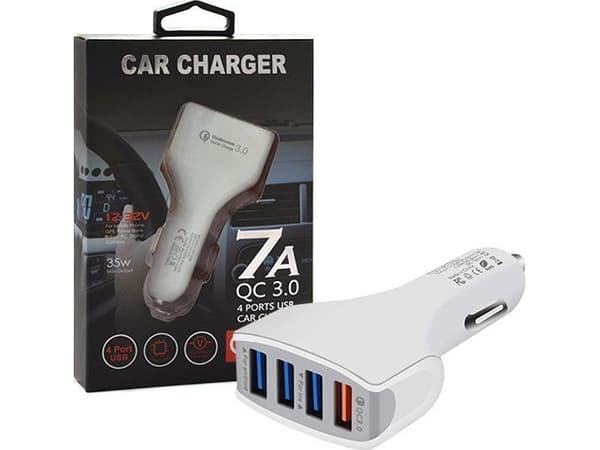 Charger VEGA CAR CHARGER 4 X USB 7A WHITE VEGA FASTON FAST CHARGER QUICK 4XUSB 3.0 3500MAH FASTON WHITE