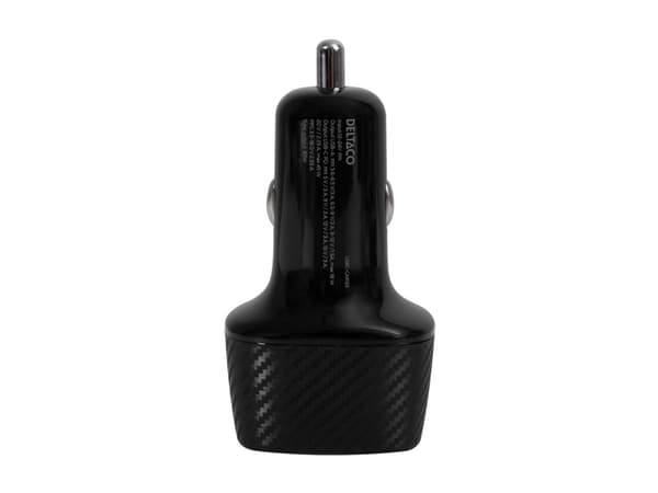 USB-autolaturi DELTACO 1x USB-A 18 W, 1x USB-C PD 45 W, yhteensä 63 W / USBC-CAR123