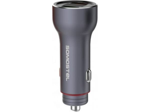 Somostel 5A Car Charger Meter + USB-C QC Blue Cable SMS-A89