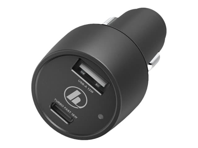 Hama Prime Line - Strömadapter för bil - 30 Watt - PD, QC 2.0, QC 3.0, Turbo Fast Charge - 2 utdatakontakter (USB, 24 pin USB-C) - svart