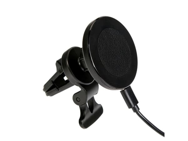 eSTUFF - Trådløs ladeholder for bil - 15 watt - 3 A - PD 3.0, QC 3.0 (magnetisk) - aluminiumssvart - for Apple iPhone 12, 12 mini, 12 Pro, 12 Pro Max
