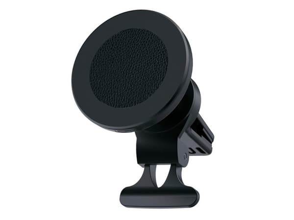 eSTUFF - Trådløs ladeholder for bil - 15 watt - 3 A - PD 3.0, QC 3.0 (magnetisk) - aluminiumssvart - for Apple iPhone 12, 12 mini, 12 Pro, 12 Pro Max
