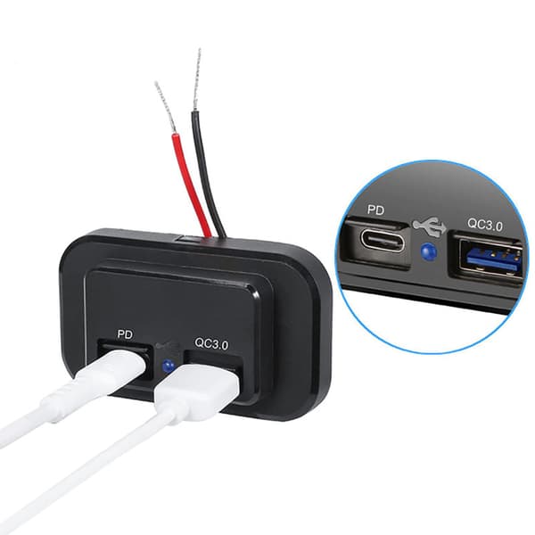 36W Fast USB-A och C PD utanpåliggande Ladduttag