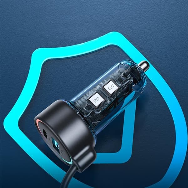 Joyroom 3-i-1 Snabb Billaddare 45W med USB-C Kabel 1.5m - Svart