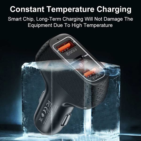 Autolaturi 3 USB SuperSnab 20W PD Quick Charge 3.0