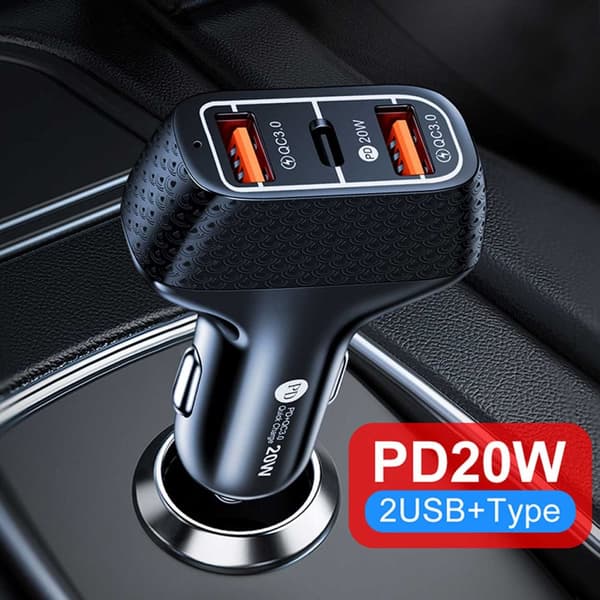 Autolaturi 3 USB SuperSnab 20W PD Quick Charge 3.0