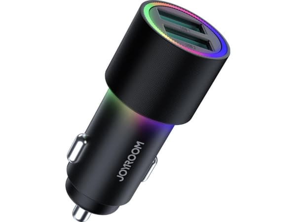 Joyroom lader Joyroom billader 2 x USB med bakgrunnsbelysning 24W sort (JR-CL10) Sort