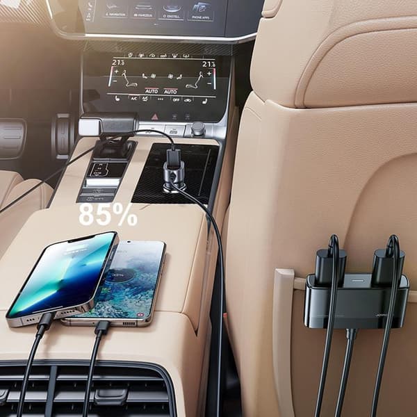 Joyroom Snabb Billaddare 5xUSB-A 45W Förlängning Kabel - Svart