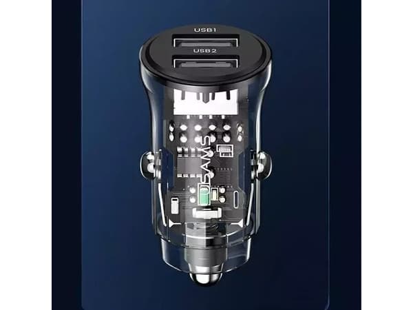Usams Charger autolaturi USAMS C31 3A 2xUSB-A pikalataus musta/musta CC162CC01