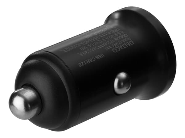 DELTACO USB car charger, 2x USB-A 18 W, fast charging, 36 W total